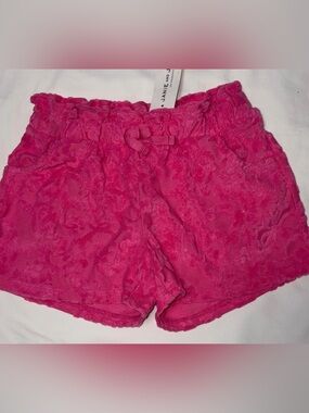 Janie and Jack pink boucle shorts elastic waist side slash pockets sz 6 NWT